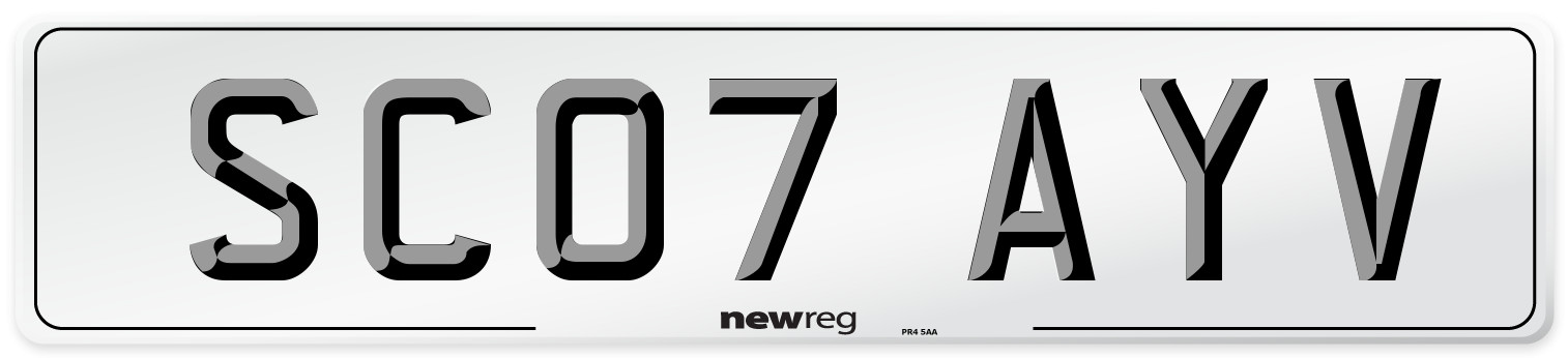 SC07 AYV Number Plate from New Reg